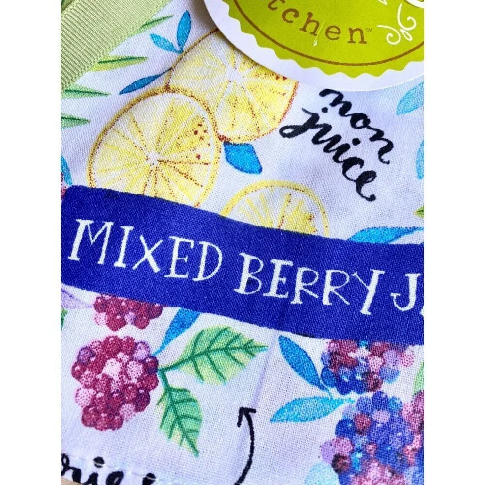 New Mixed Berry Jam Fruit Theme Wooden Spoon & Cotton Kitchen Towel Gift Set